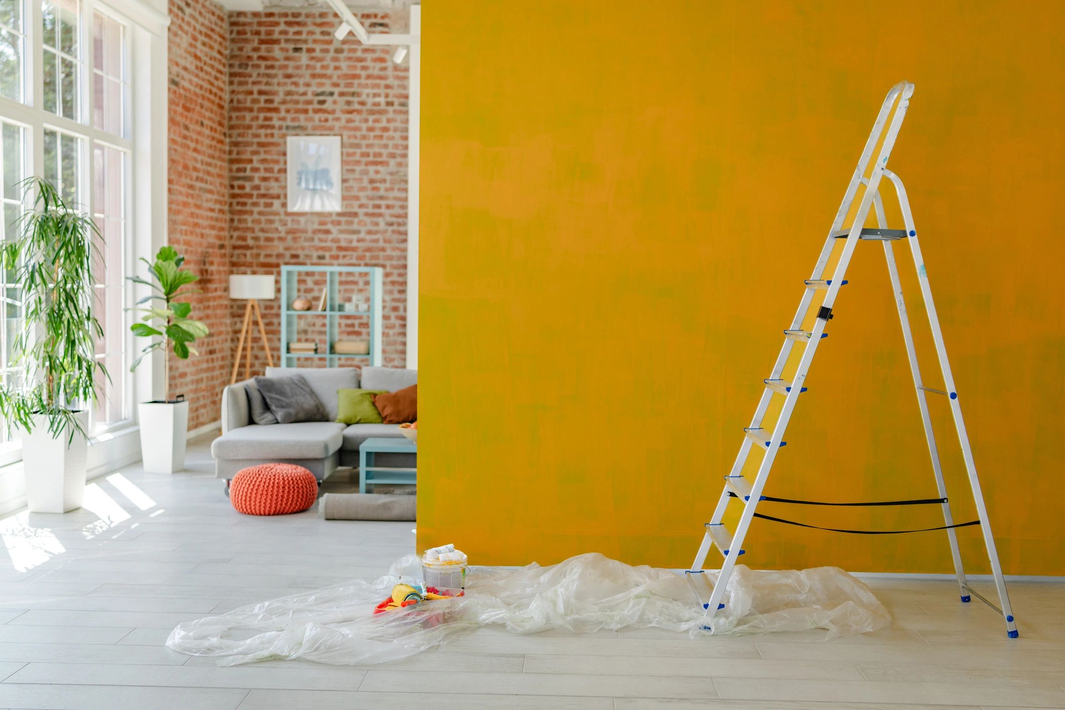 Home improvement scene representing renovation work in progress